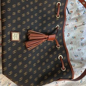 Dooney & Bourke Black and Brown Monogram Shoulder Bag brand new with tags